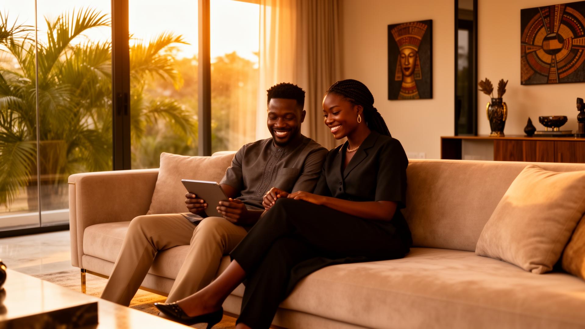 Couple consultant des biens immobiliers à Cotonou